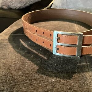 Calvin Klein Dark Tan Leather Double-Loop Women’s Belt SM